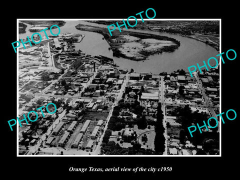 OLD LARGE HISTORIC PHOTO OF ORANGE TEXAS, AERIAL VIEW OF THE CITY c1950 1