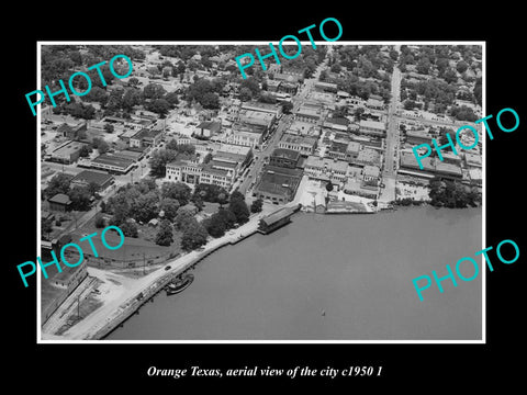 OLD LARGE HISTORIC PHOTO OF ORANGE TEXAS, AERIAL VIEW OF THE CITY c1950 2