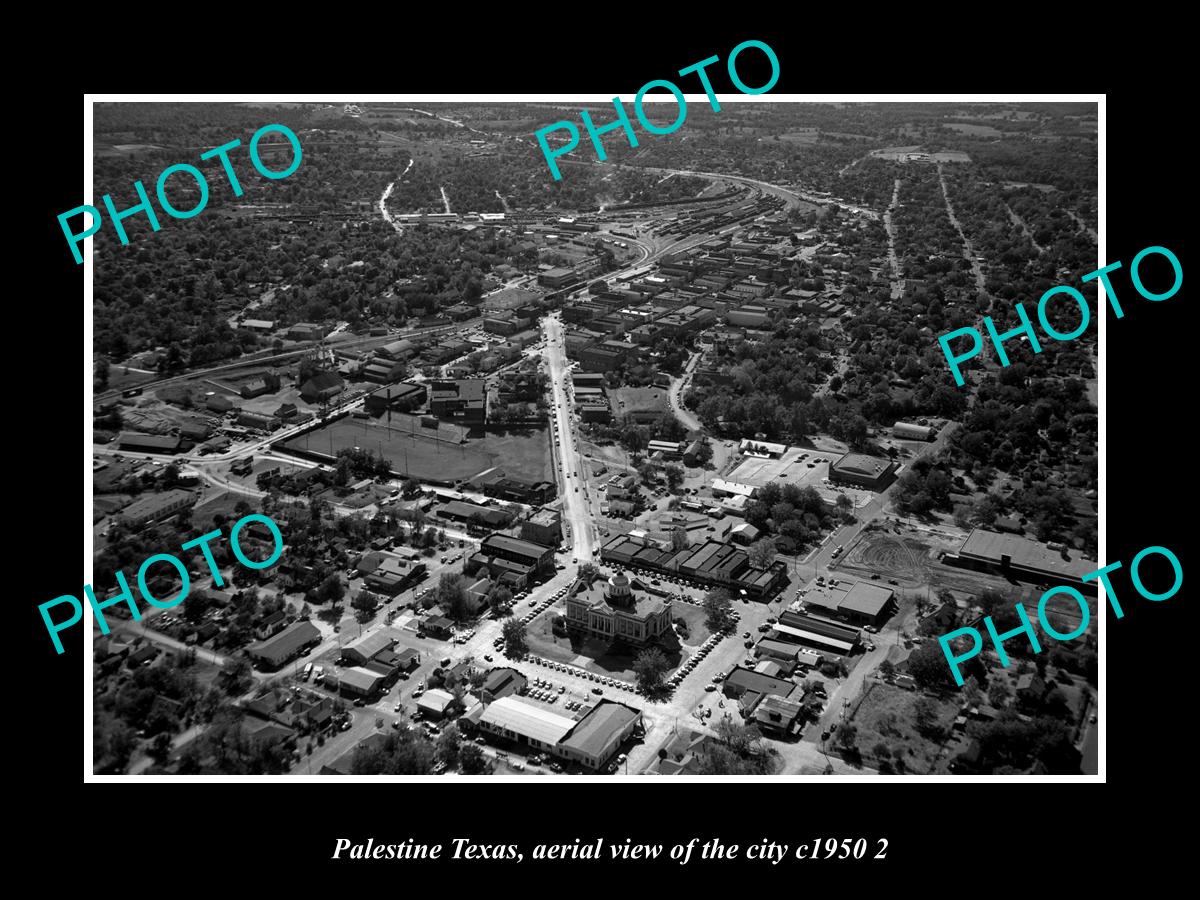 OLD LARGE HISTORIC PHOTO OF PALESTINE TEXAS, AERIAL VIEW OF THE CITY c1950 2