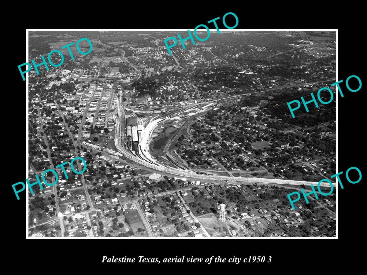 OLD LARGE HISTORIC PHOTO OF PALESTINE TEXAS, AERIAL VIEW OF THE CITY c1950 3