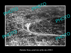 OLD LARGE HISTORIC PHOTO OF PALESTINE TEXAS, AERIAL VIEW OF THE CITY c1950 3