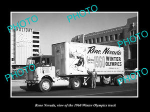 OLD LARGE HISTORIC PHOTO OF RENO NEVADA, THE 1960 WINTER OLYMPICS TRUCK