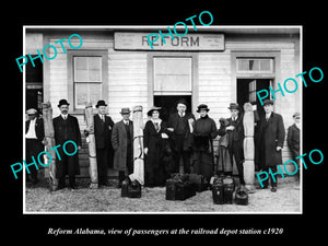 OLD LARGE HISTORIC PHOTO OF REFORM ALABAMA, THE RAILROAD DEPOT STATION c1920