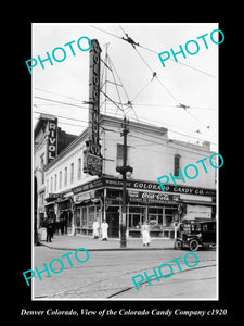 OLD LARGE HISTORIC PHOTO OF DENVER COLORADO, THE COLORADO CANDY Co STORE c1920