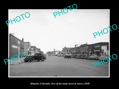 OLD LARGE HISTORIC PHOTO OF HOLYOKE COLORADO, THE MAIN STREET & STORES c1940