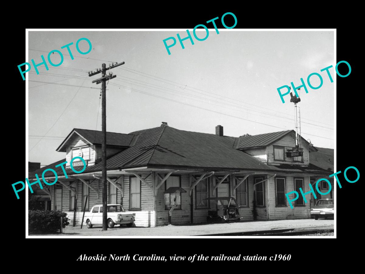 OLD LARGE HISTORIC PHOTO OF AHOSKIE NORTH CAROLINA, THE RAILROAD STATION c1960