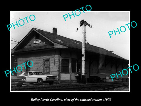 OLD LARGE HISTORIC PHOTO OF BAILEY NORTH CAROLINA, THE RAILROAD STATION c1970