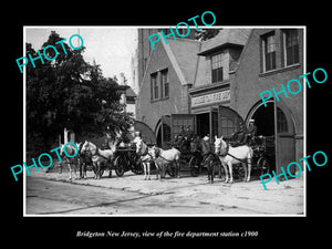 OLD LARGE HISTORIC PHOTO OF BRIDGETON NEW JERSEY, FIRE DEPARTMENT STATION c1900