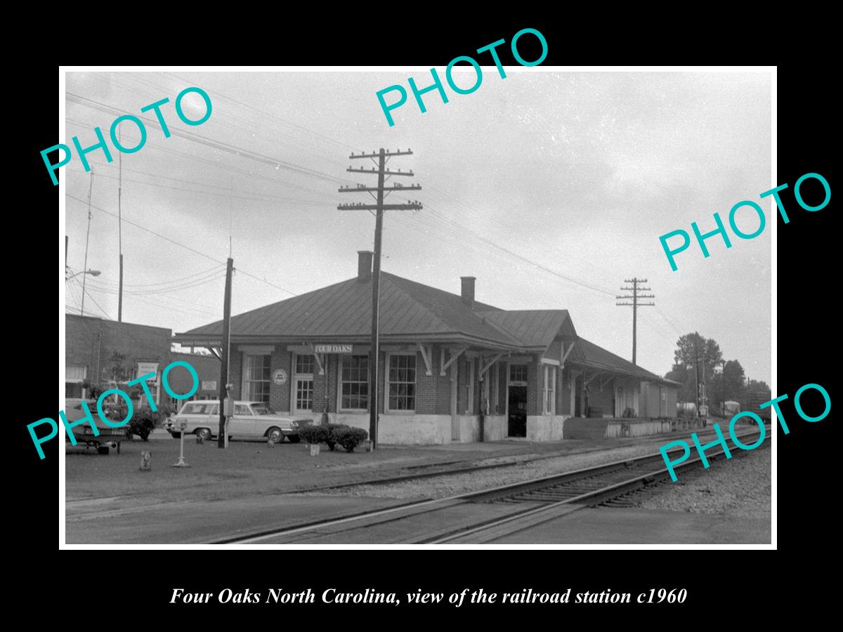 OLD LARGE HISTORIC PHOTO OF FOUR OAKS NORTH CAROLINA, THE RAILROAD STATION c1960