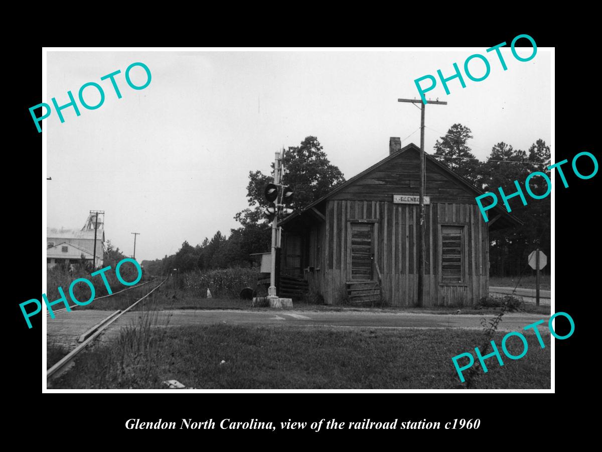 OLD LARGE HISTORIC PHOTO OF GLENDON NORTH CAROLINA, THE RAILROAD STATION c1960