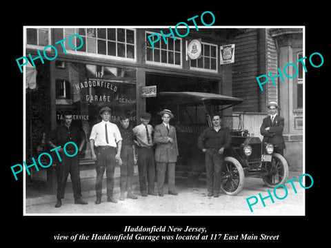 OLD LARGE HISTORIC PHOTO OF HADDONFIELD NEW JERSEY, THE MOTOR GARAGE c1920