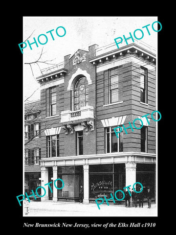 OLD LARGE HISTORIC PHOTO OF NEW BRUNSWICK NEW JERSEY, THE ELKS HALL c1910