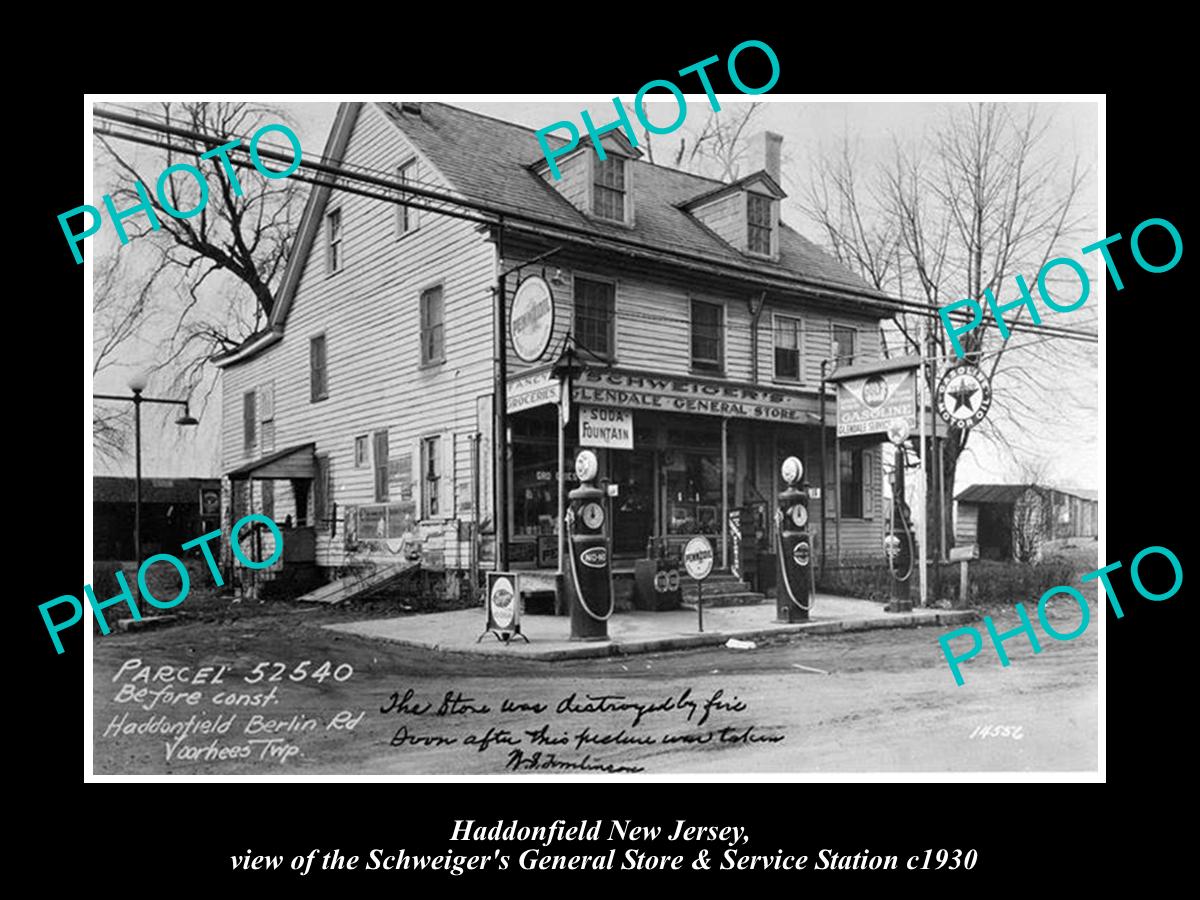 OLD LARGE HISTORIC PHOTO OF HADDONFIELD NEW JERSEY, THE SCHWEIGER STORE c1930