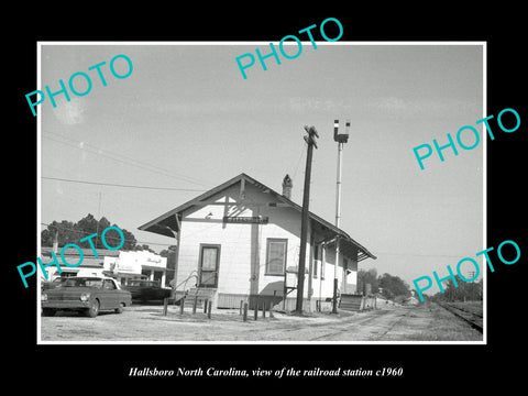 OLD LARGE HISTORIC PHOTO OF HALLSBORO NORTH CAROLINA, THE RAILROAD STATION c1960