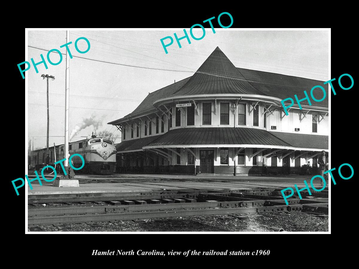 OLD LARGE HISTORIC PHOTO OF HAMLET NORTH CAROLINA, THE RAILROAD STATION c1960