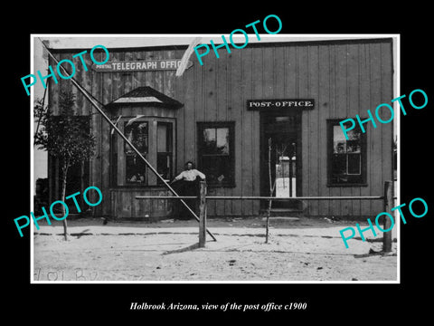 OLD LARGE HISTORIC PHOTO OF HOLBROOK ARIZONA, THE POST OFFICE BUILDING c1900