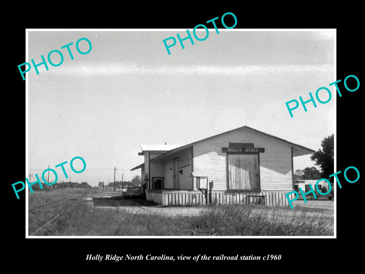 OLD LARGE HISTORIC PHOTO OF HOLLY RIDGE NORTH CAROLINA RAILROAD STATION c1960