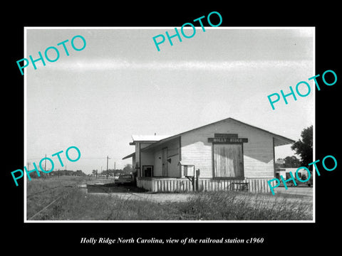 OLD LARGE HISTORIC PHOTO OF HOLLY RIDGE NORTH CAROLINA RAILROAD STATION c1960