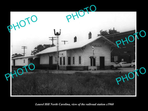 OLD LARGE HISTORIC PHOTO OF LAUREL HILL NORTH CAROLINA RAILROAD STATION c1960