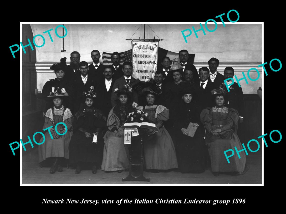 OLD LARGE HISTORIC PHOTO OF NEWARK NEW JERSEY, ITALIAN CHRISTIAN ENDEAVOR 1896