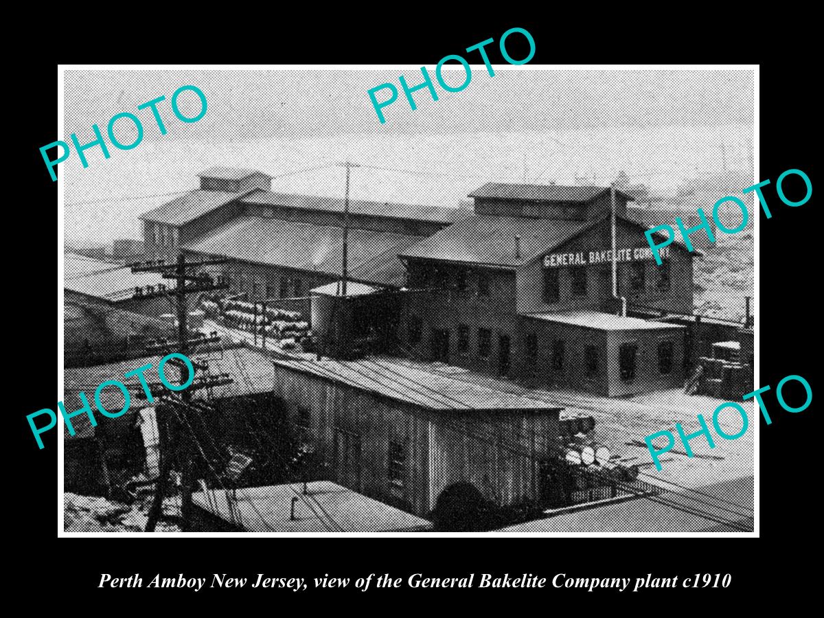 OLD LARGE HISTORIC PHOTO OF PERTH AMBOY NEW JERSEY, THE BAKELITE Co PLANT c1910