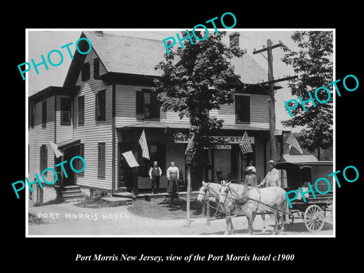 OLD LARGE HISTORIC PHOTO OF PORT MORRIS NEW JERSEY, THE PORT MORRIS HOTEL c1900