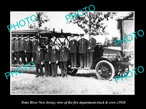 OLD LARGE HISTORIC PHOTO OF TOMS RIVER NEW JERSEY, THE FIRE DEPARTMENT c1920