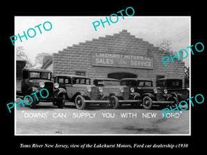 OLD LARGE HISTORIC PHOTO OF TOMS RIVER NEW JERSEY, LAKEHURST FORD GARAGE c1930