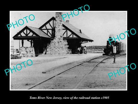 OLD LARGE HISTORIC PHOTO OF TOMS RIVER NEW JERSEY, THE RAILROAD STATION c1905