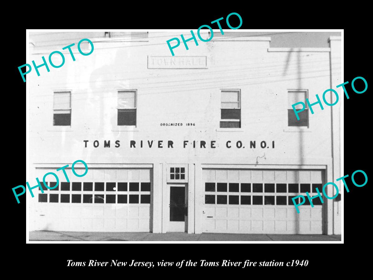 OLD LARGE HISTORIC PHOTO OF TOMS RIVER NEW JERSEY, THE FIRE DEPT STATION c1940