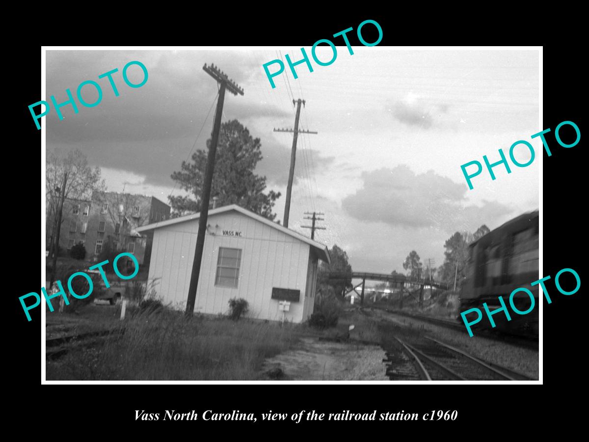 OLD LARGE HISTORIC PHOTO OF VASS NORTH CAROLINA, THE RAILROAD STATION c1960