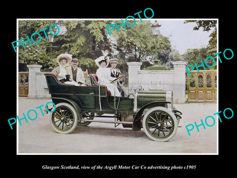 OLD LARGE HISTORIC PHOTO OF GLASGOW SCOTLAND ARGYLL MOTOR CAR Co c1905