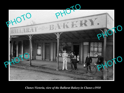 OLD LARGE HISTORIC PHOTO OF CLUNES VICTORIA, VIEW OF THE BALLARAT BAKERY c1910