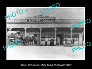 OLD LARGE HISTORIC PHOTO OF CLUNES VICTORIA, VIEW OF THE BULL & MOUTH HOTEL 1880