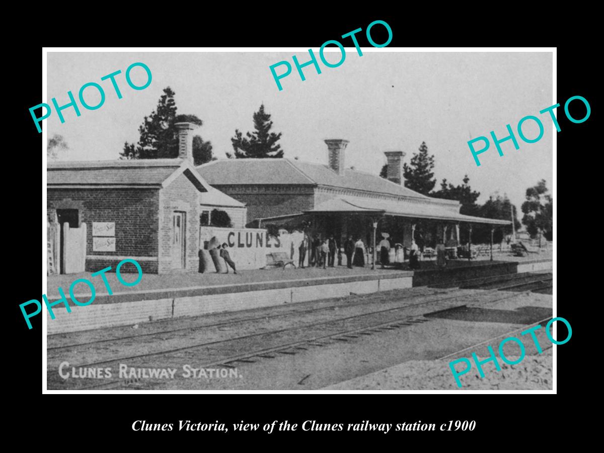 OLD LARGE HISTORIC PHOTO OF CLUNES VICTORIA, VIEW OF THE RAILWAY STATION c1900