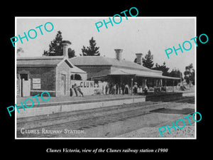 OLD LARGE HISTORIC PHOTO OF CLUNES VICTORIA, VIEW OF THE RAILWAY STATION c1900