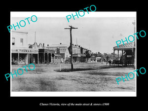 OLD LARGE HISTORIC PHOTO OF CLUNES VICTORIA, THE MAIN STREET & SHOPS c1900