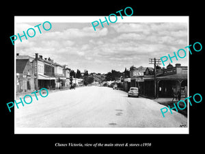 OLD LARGE HISTORIC PHOTO OF CLUNES VICTORIA, THE MAIN STREET & SHOPS c1950