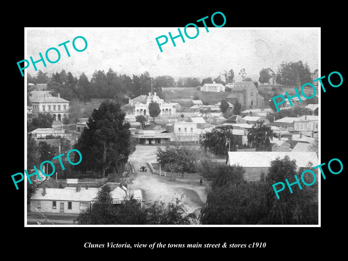 OLD LARGE HISTORIC PHOTO OF CLUNES VICTORIA, VIEW OF THE TOWN & MAIN STREET 1910