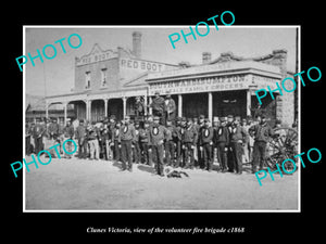 OLD LARGE HISTORIC PHOTO OF CLUNES VICTORIA, VIEW OF THE FIRE BRIGADE c1868