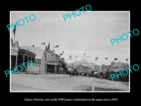 OLD LARGE HISTORIC PHOTO OF CLUNES VICTORIA, THE WWI PEACE CELEBRATIONS c1919