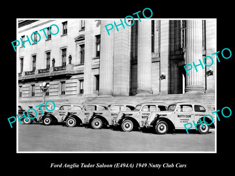 OLD LARGE HISTORIC PHOTO OF 1949 FORD ANGLIA TUDOR SALOON NUTTY CLUB CARS