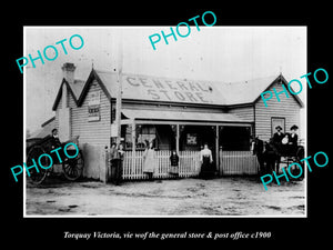 OLD LARGE HISTORIC PHOTO OF TORQUAY VICTORIA, THE STORE & POST OFFICE c1900