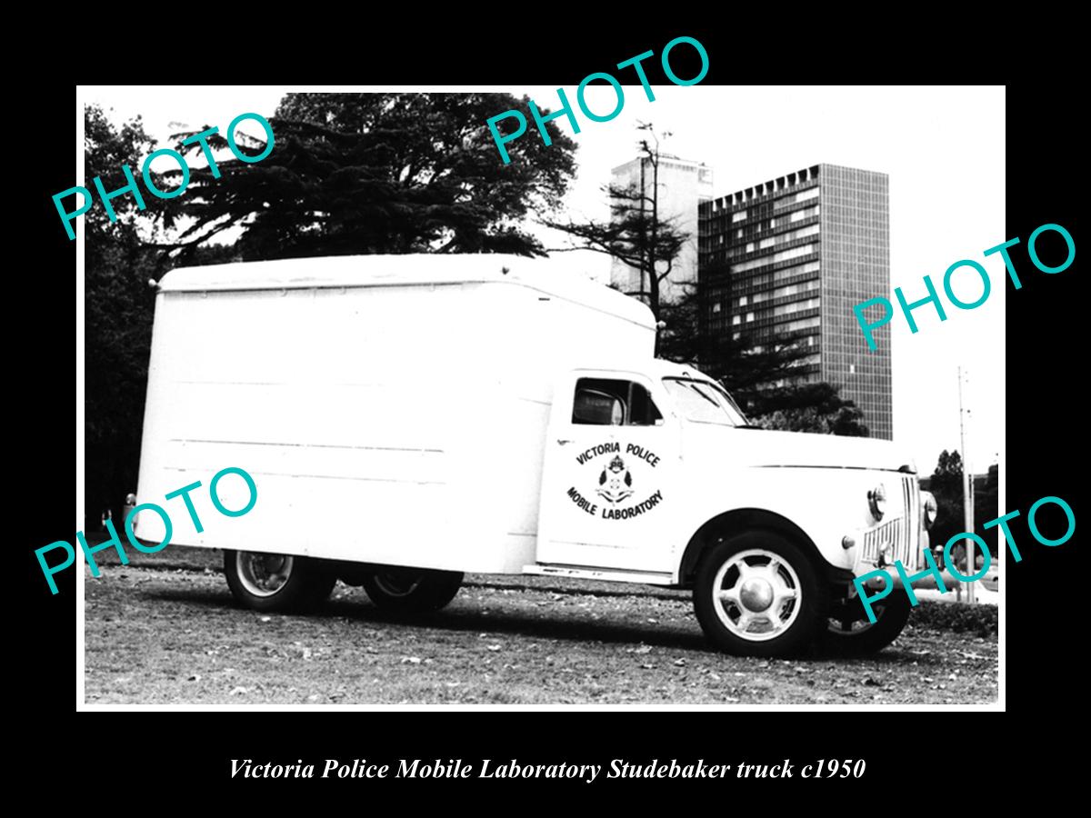 OLD LARGE HISTORIC AUSTRALIAN PHOTO OF VICTORIAN POLICE STUDEBAKER TRUCK c1950