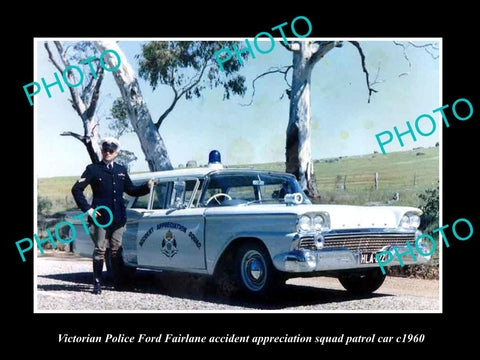 OLD LARGE HISTORIC AUSTRALIAN PHOTO OF VICTORIAN POLICE FORD FAIRLANE CAR 1960 1