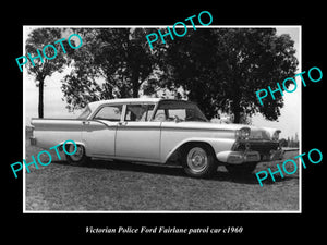 OLD LARGE HISTORIC AUSTRALIAN PHOTO OF VICTORIAN POLICE FORD FAIRLANE CAR 1960 2