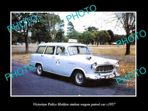 OLD LARGE HISTORIC AUSTRALIAN PHOTO OF VICTORIAN POLICE HOLDEN FC FE WAGON c1960