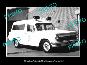 OLD LARGE HISTORIC AUSTRALIAN PHOTO OF VICTORIAN POLICE HOLDEN EH WAGON c1965