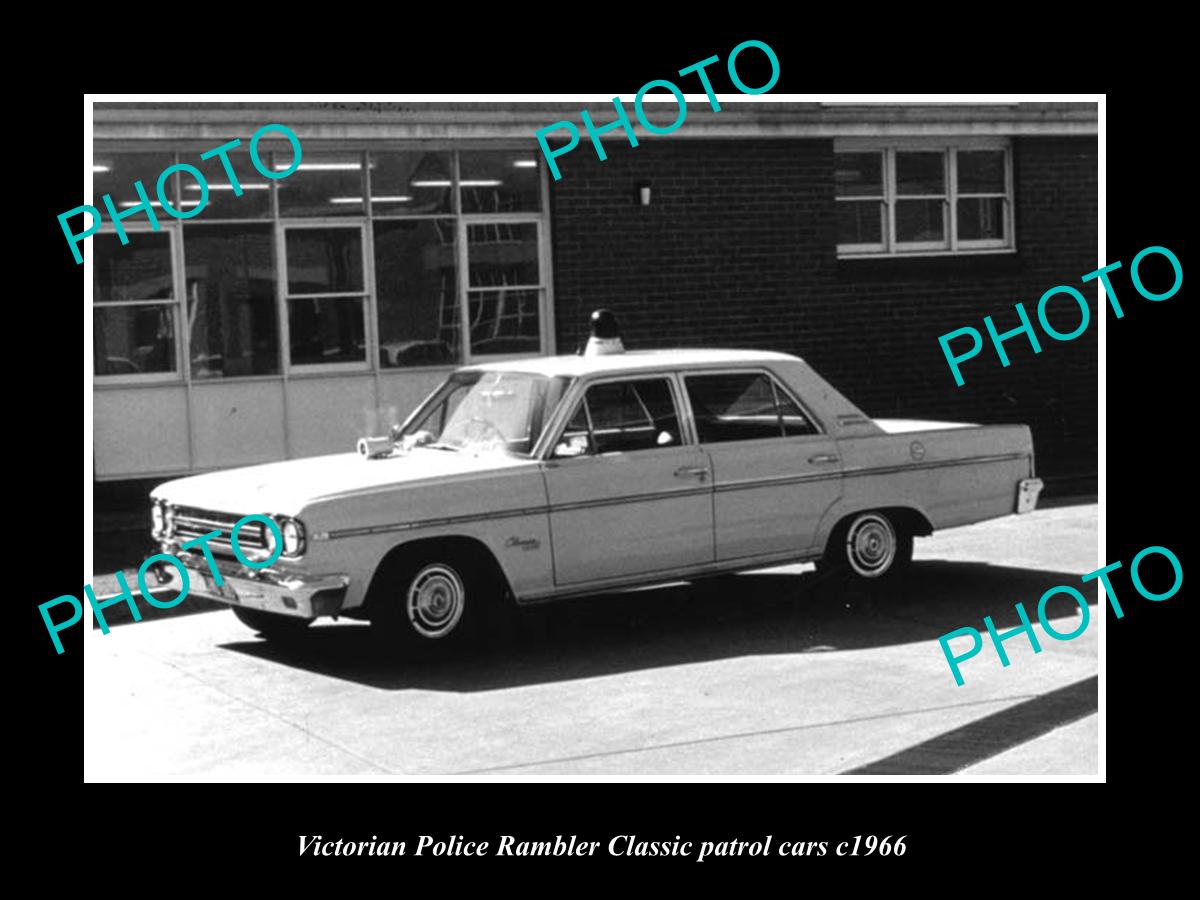 OLD LARGE HISTORIC AUSTRALIAN PHOTO OF VICTORIAN POLICE RAMBLER CLASSIC CAR 1966