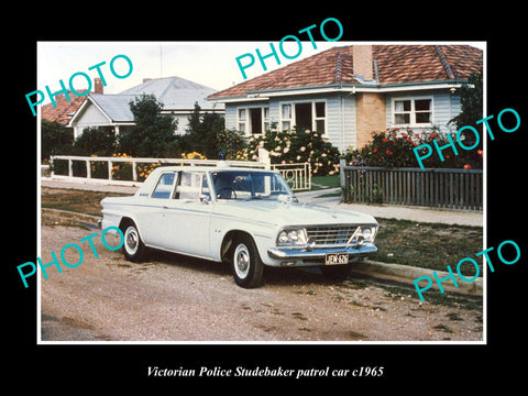 OLD LARGE HISTORIC AUSTRALIAN PHOTO OF VICTORIAN POLICE STUDEBAKER CAR c1965 1